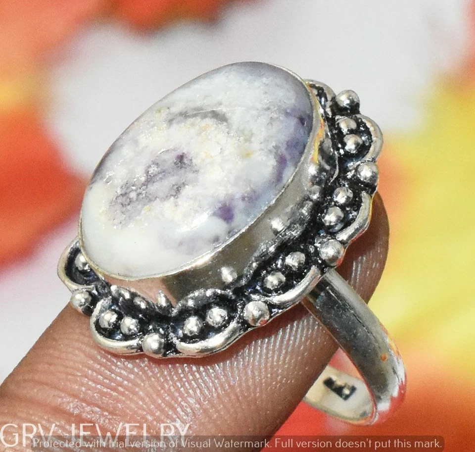Porcelain Jasper Gemstone Ring 925 Silver Overlay Us Size 7.5" U300-E120 - Image 1 of 1