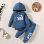 Newborn Baby Boys Little Boss Sweatshirt Hoodies Pants Tracksuit Clothes Outfit