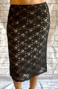 ISADORA COLLECTION Bleistiftrock schwarz Spitze nude Illusion Größe 4 - Bild 1 von 4