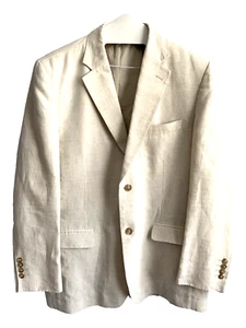 TASSO ELBA Macy’s Ivory 100% LINEN Mens Suit Jacket Blazer z sz 42L /44 - Picture 1 of 12