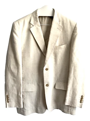 TASSO ELBA Macy’s Ivory 100% LINEN Mens Suit Jacket Blazer z sz  42L /44 - Image 1 of 4