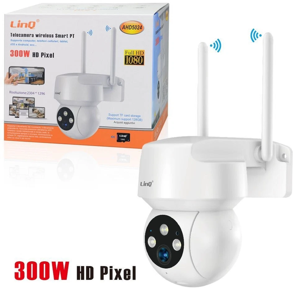 x Telecamera Wireless Smart Pt 300W Hd Pixel Ahd5024 linq - Immagine 1 di 1