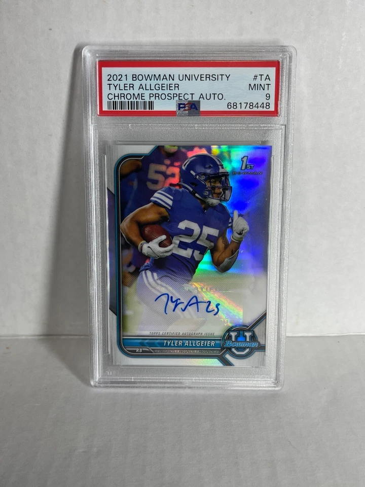 2021 Bowman Chrome Tyler Allgeier RC  REFRACTOR  Auto  ROOKIE FALCONS PSA 9 - Image 1 of 1