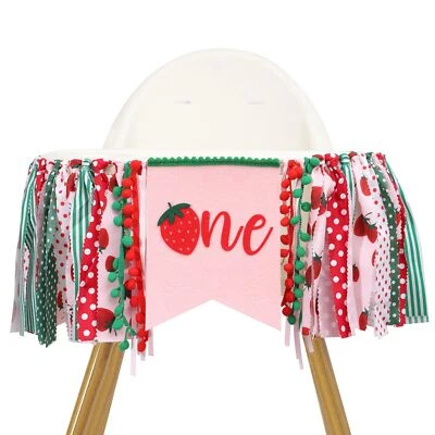 AGVGAZA Strawberry Highchair Banner for First Birthday - Strawberry Themed one Birthd...