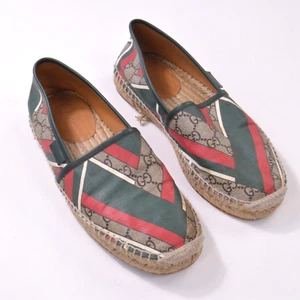 Gucci Mens Espradrille Loafers 6.5 Green Brown Slip On - Picture 1 of 14