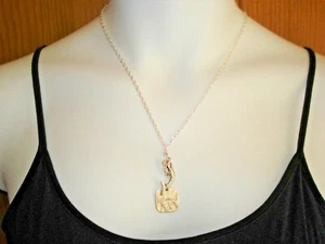 Tiny Mermaid & "Dreaming of the Sea" Charms on 18-20" SP Textured Chain Necklace - Picture 1 of 9