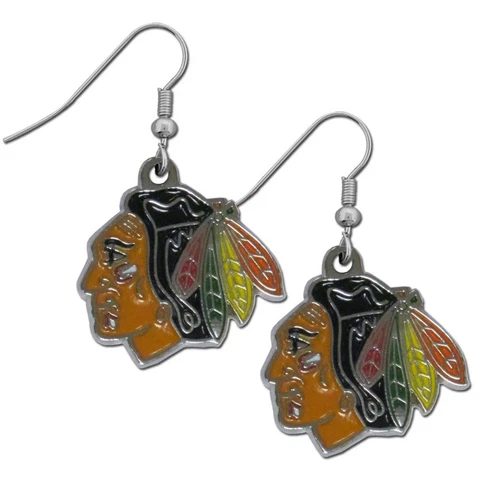 Chicago Blackhawks Dangle Earrings (Chrome) NHL Licensed Hockey Jewelry Cover