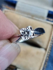 Diamond Engagement Ring, White Gold Hallmarked Solitaire Beautiful - Picture 1 of 5