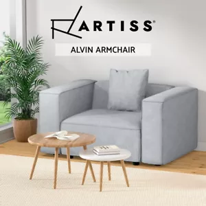 Artiss Sofa Lounge Set 1 Seater Modular Chaise Chair Suite Couch Fabric Grey - Picture 1 of 8