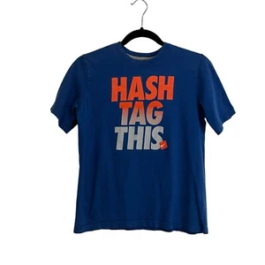 Nike Hash Tag This Blue Short Sleeve Graphic Logo Shirt Boys Youth Size L - Picture 1 of 5