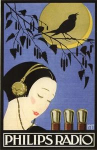 Vintage 1940s Philips Radio Tube Japanese Poster 13 x 19 Giclee Print - Picture 1 of 1