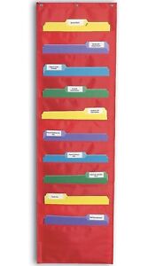 10 Fabric Pocket chart Storage File Folder Hanging Wall Organizer SchoolHome Red