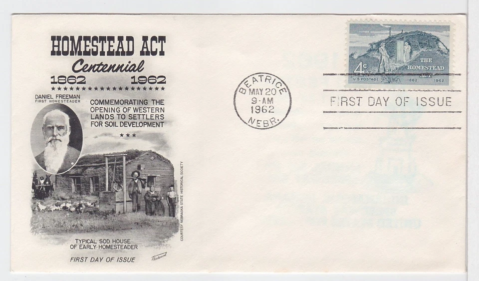 TurtlesTradingPost- Homestead Act - 1962  #1198  FDC Fleetwood Cachet - Image 1 of 1