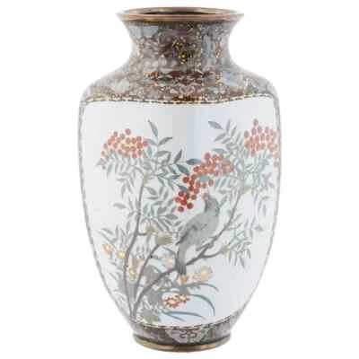 Antique Japanese Cloisonne Enamel Butterfly Vase - Image 1 of 4