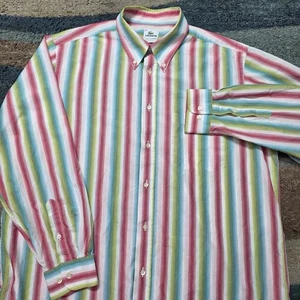 Camisa con botones a rayas Lacoste 44 para hombre pastel multicolor 100 % algodón logotipo - Imagen 1 de 10