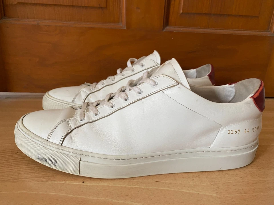 Common Projects Achilles Retro Low Trainers White Red UK 10 2257 44 0536 Sneaker - Image 1 of 4