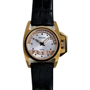 Pulsar Seiko Watch Gold Plated Swarovski Crystals White Dial Ladies Rose Gold - Picture 1 of 10