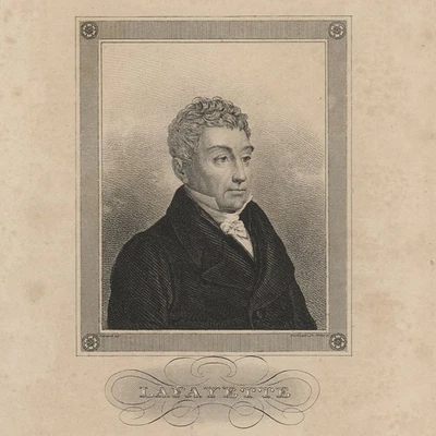 Marquis de Lafayette Porträt Klassizismus Burkhart und Stöber Stahlstich um 1850 - Bild 1 von 3