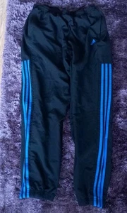 Mens Adidas Tracksuit Bottoms Black & Blue Old-School Style Joggers Size XL - Picture 1 of 17