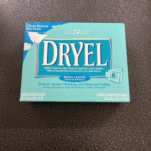 Dryel At Home Dry Cleaning Kit Refill 6 Cloths Clean Breeze 24 Garments NOS 2003 - Picture 1 of 8