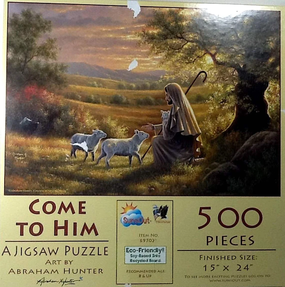 Come To Him Jesus Lambs Abraham Hunter 500 pc 15" X 24" SunsOut Puzzle - Image 1 of 1