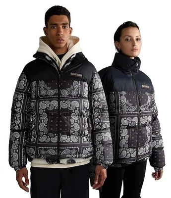  Winterjacke Down Padded Jacket HERREN Napapijri A-HOLIDAY Fw23 BLACK AOP F5P  - Bild 1 von 4