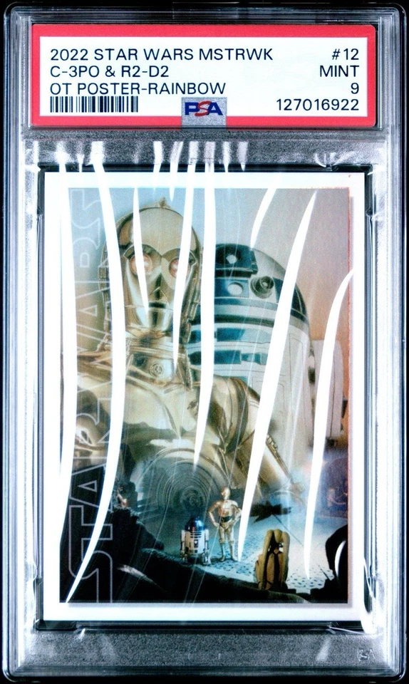 2022 Topps Star Wars Masterwork Original Trilogy Posters C-3PO R2-D2 /299 PSA 9 - Image 1 of 2