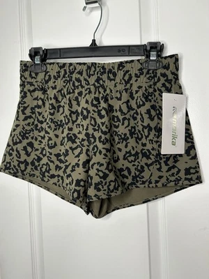 Marika Active Shorts Women's Size Small Olive Green Leopard Interior Panty NWT - Image 1 of 4