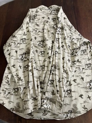 Woolrich Men's Long Sleeve Shirt British Tan Dogs Pattern, Size Large - Image 1 of 4