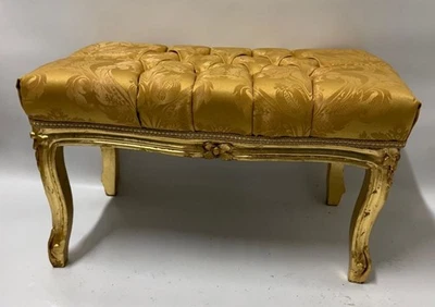 Casa Padrino Barock Fußhocker mit Glitzersteinen Gold / Antik Gold H. 37 cm - Bild 1 von 3
