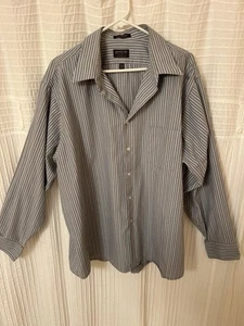 ARROW Poplin Men’s Classic Fit Gray StripeLong Sleeve Dress Shirt (18 1/2 36/37) - Picture 1 of 3