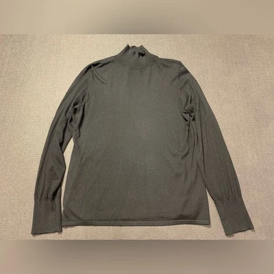 Nuevo Suéter Pamela Dennis Negro Cachemira Mezcla Seda Cuello Alto Talla Grande Foto 1 de 4