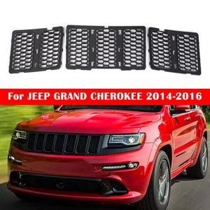 For Jeep Grand Cherokee 2014-2016 Front Grill Cover Honeycomb Grille Matte Black - Picture 1 of 9