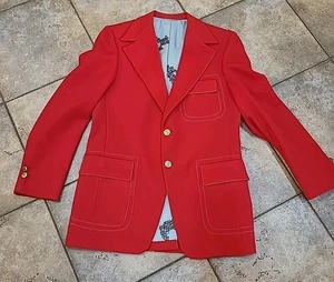 VTG 70s Men's Stanley Blacker Sport Coat Blazer Red, Captain Kangaroo style - Picture 1 of 18