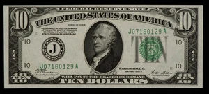 FR 2002-J $10 1928 B Federal Reserve Note US - AU++/UNC - SKU-CA1483 - Picture 1 of 2