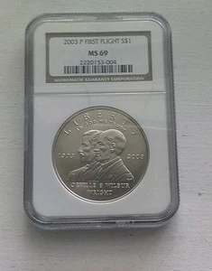 2003-P First Flight Centennial Modern Silver Commemorative $1 MS 69 NGC - Picture 1 of 2