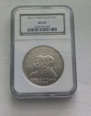 2003-P First Flight Centennial Modern Silver Commemorative $1 MS 69 NGC - Image 1 of 2