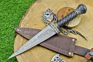 Custom Handmade Damascus Bowie Knife Camping knife - Wood HANDLE, SN-3818 - Picture 1 of 9