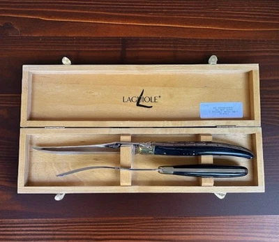 Juego de tenedor y cuchillo de talla LAGUIOLE de colección excelente estado logotipo de abeja con caja Foto 1 de 4