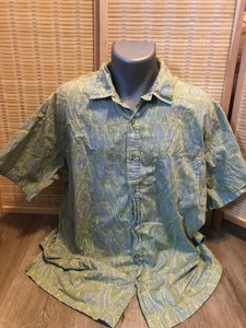 Cooke Street Hawaiian Button Up Vintage Shirt 100% Cotton Blue and Green XL H827 - Picture 1 of 9