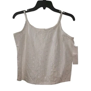 Montana Blues ärmelloses Trägertop mit Blumenstickerei Knopfleiste Tanktop Small - Bild 1 von 7
