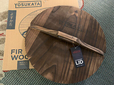 YOSUKATA Cast Iron Wok Cover - Premium Wok Cover 13.2 Inch Pan Lid Fir Wood • 17.99$