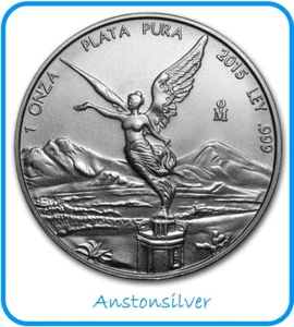México Libertad 2015 - cápsula de ajuste directo de plata .999 BU de 1 oz - Imagen 1 de 3