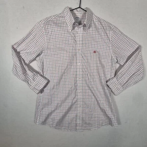 Brooks Brothers Shirt Men Medium White Windowpane Cotton Long Sleeve Button Down - Picture 1 of 14