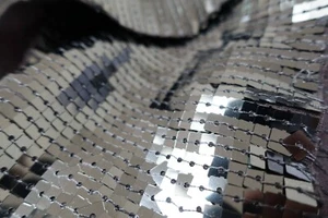 Gunmetal silver sequinned unstitched bollywood craft jersey fabric SKU16414 - Picture 1 of 11