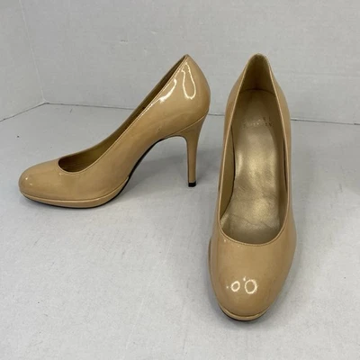 Stuart Weitzman Nude Patent Leather High Heel Pumps Women’s 6.5 M MW06970 Spain - Image 1 of 4