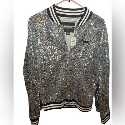¡NUEVO! Chaqueta Bomber ROSA Victoria's Secret Lentejuelas Plateadas Talla XS Alta Pequeña Foto 1 de 4