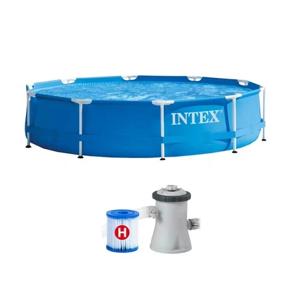Intex 28202 Piscina Metal Frame Rotonda Famiglia 305x76cm con Pompa Filtro - Immagine 1 di 4