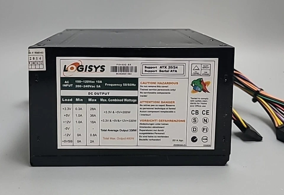 Logisys PS480D-BK 480W Black ATX Power SUPPLY - Image 1 of 4