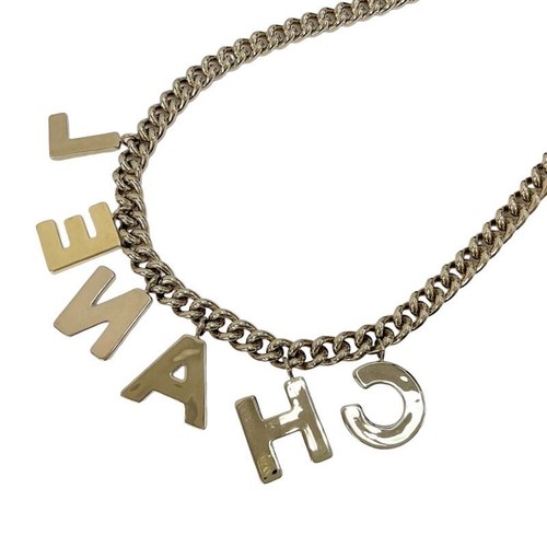 CHANEL Collana Ciondolo Girocollo Oro Nero Bianco Logo 49xm Catena B22A Accessorio